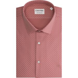 Calvin Klein slim fit overhemd, Stretch Collar Print Slim Shirt, antiek roze dessin 45