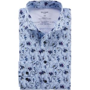 OLYMP Luxor 24/7 modern fit overhemd, popeline, bleu dessin