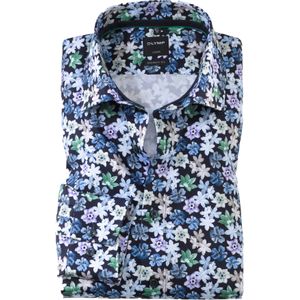 OLYMP Luxor modern fit overhemd, structuur, groen dessin