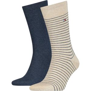 Tommy Hilfiger Small Stripe Sock (2-pack), heren sokken, beige gestreept -  Maat: 47-49