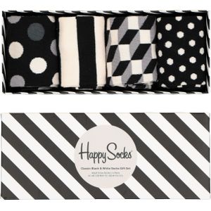 Happy Socks Classic Black & White Socks Gift Set (4-pack) - Unisex - Maat: 41-46