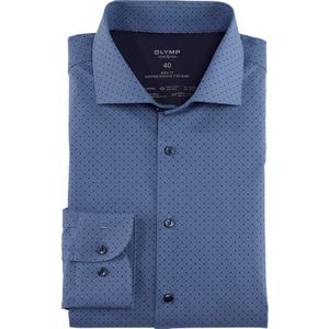 OLYMP 24/7 Level 5 body fit overhemd, Dynamic Flex, rookblauw dessin