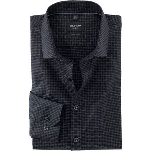 OLYMP No. 6 Six super slim fit overhemd, structuur, zwart geruit 45