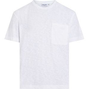Calvin Klein Lightweight Slub Pocket T-shirt, heren T-shirt korte mouw O-hals, wit -  Maat: S