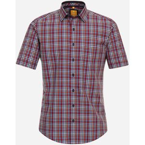 3 voor 99 | Redmond modern fit overhemd, korte mouw, popeline, rood geruit 37/38
