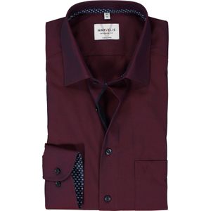MARVELIS modern fit overhemd, popeline, bordeaux rood 45