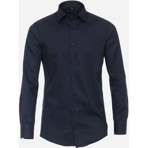 VENTI - Modern Fit - Overhemd - Blauw - Mouwlengte 7 - Twill