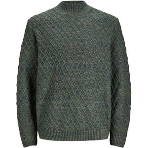 JACK & JONES Ziggi knit mock neck slim fit, heren pullover wolmengsel met turtleneck, groen