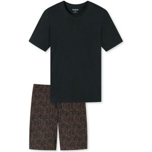 SCHIESSER Casual Nightwear shortamaset, heren shortama biologisch katoen antraciet met patroon -  Maat: L