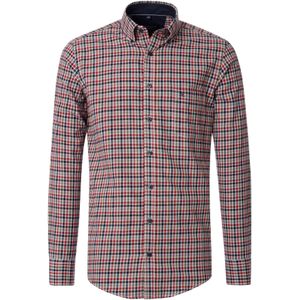 CASA MODA - Sport Comfort Fit Overhemd - Oranje Geruit - Strijkvriendelijk