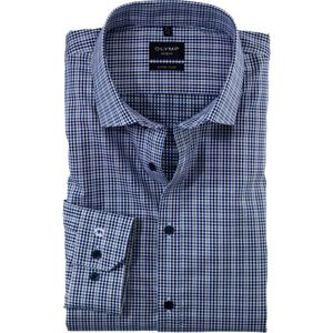 OLYMP No. 6 Six super slim fit overhemd, popeline, marineblauw geruit