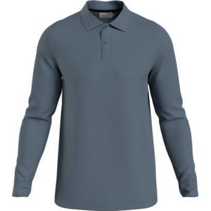 Calvin Klein Smooth Cotton Slim Polo lange mouw, grijs -  Maat: L