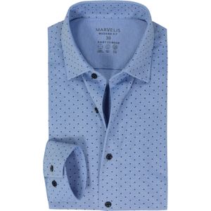 MARVELIS jersey modern fit overhemd, lichtblauw met donkerblauw gestipt tricot 38