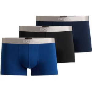 HUGO BOSS Metallic trunks (3-pack), heren boxers kort, blauw met metallic band