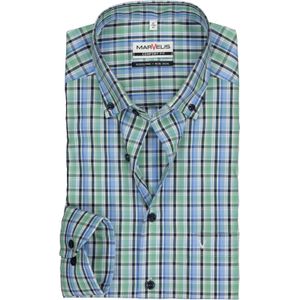 MARVELIS comfort fit overhemd, blauw met groen en wit geruit 49