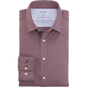 OLYMP Luxor 24/7 modern fit overhemd, tricot, rood dessin
