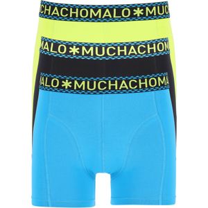 Muchachomalo heren boxershorts (3-pack), heren boxers normale lengte Solid, zwart, limegroen, kobaltblauw -  Maat: XXL