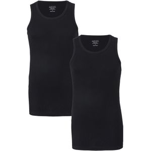 Claesen's Basics singlets (2-pack), heren rib ondershirts, zwart -  Maat: S