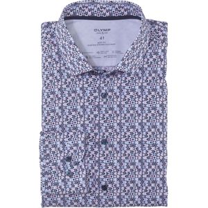 OLYMP 24/7 Level 5 body fit overhemd, popeline, roze dessin