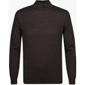 Profuomo heren trui wol, slim fit trui met turtleneck, bruin