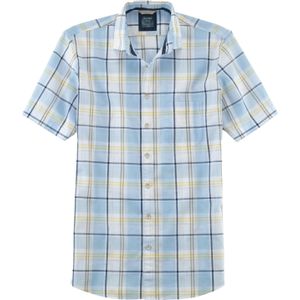 OLYMP Casual modern fit overhemd, korte mouw, structuur, bleu geruit 43/44