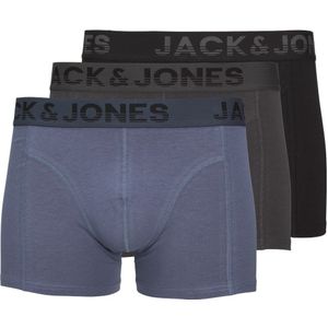 JACK & JONES Jacshade solid trunks (3-pack), heren boxers normale lengte, zwart en jeansblauw -  Maat: XS