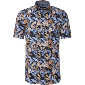 CASA MODA Sport comfort fit overhemd, korte mouw, popeline, blauw dessin
