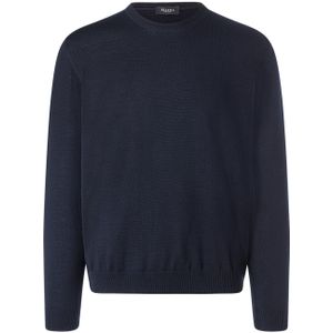 MAERZ Classic Fit heren trui met O-hals wol, navy blauw
