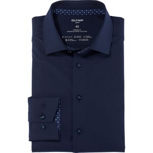 OLYMP Luxor 24/7 modern fit overhemd, structuur, marineblauw