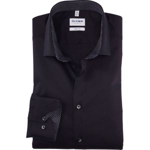 OLYMP Level 5 body fit overhemd, popeline, zwart
