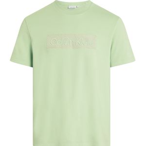 Calvin Klein Textured Embroidery T-shirt, heren T-shirt korte mouw O-hals, groen -  Maat: XS