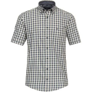 CASA MODA - Sport Casual Fit - Overhemd - Beige Geruit - Korte Mouw - Strijkvriendelijk