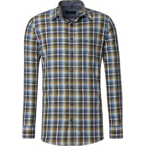 CASA MODA - Sport Casual Fit - Overhemd - Groen met Blauw en Wit Geruit - Strijkvriendelijk