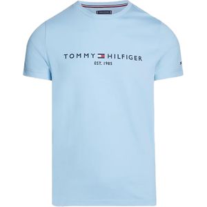 Tommy Hilfiger Tommy Logo Tee, heren T-shirt korte mouw O-hals, lichtblauw -  Maat: XXL