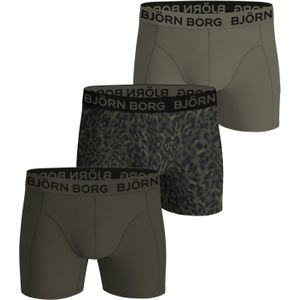 Bjorn Borg Cotton Stretch boxers, heren boxers normale lengte (3-pack), 2 tinten groen en luipaard print