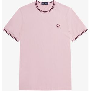 Fred Perry Twin Tipped regular fit T-shirt M1588, korte mouw O-hals, Chalky Pink, roze -  Maat: M