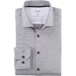 OLYMP 24/7 No. 6 Six super slim fit overhemd, tricot, zwart dessin