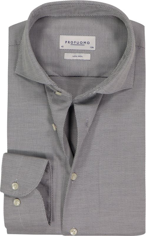 Profuomo slim fit heren overhemd, basket weave, olijfgroen