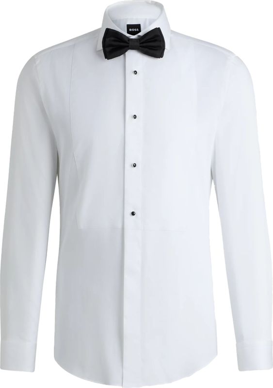 BOSS - Hank Slim Fit - Smoking Overhemd - Wit - Cadeauset met Strikje
