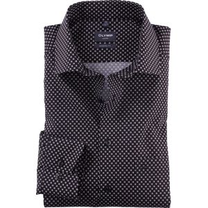 OLYMP Luxor modern fit overhemd, structuur, taupe dessin