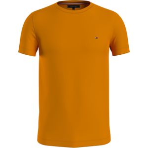 Tommy Hilfiger Stretch Slim Fit Tee, heren T-shirt korte mouw O-hals, okergeel