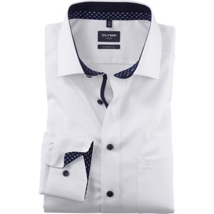 OLYMP Luxor modern fit overhemd, satijnbinding, wit