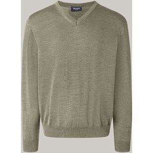 MAERZ Classic Fit heren trui met V-hals wol, olijfgroen