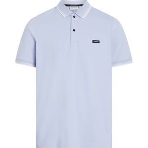Calvin Klein Stretch Pique Metal Button Slim Polo, heren poloshirt, lichtblauw - Maat: S