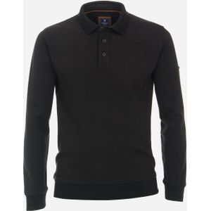 Redmond heren sweatshirt katoenmengsel, polo kraag, zwart (middeldik) -  Maat: 6XL