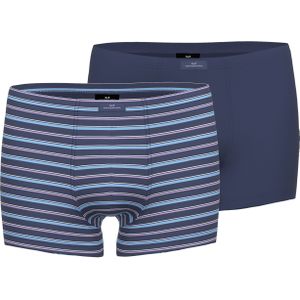 Gotzburg heren boxer normale lengte (2-pack), middenblauw gestreept