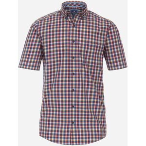 3 voor 99 | Redmond comfort fit overhemd, korte mouw, popeline, rood geruit 47/48