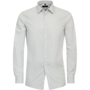 3 voor 99 | Redmond slim fit overhemd, popeline, wit met blauw dessin