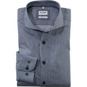 OLYMP Level 5 body fit overhemd, popeline, marineblauw gestreept