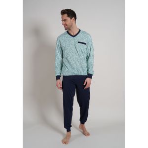 Gotzburg heren pyjama V-hals, lichtblauw dessin